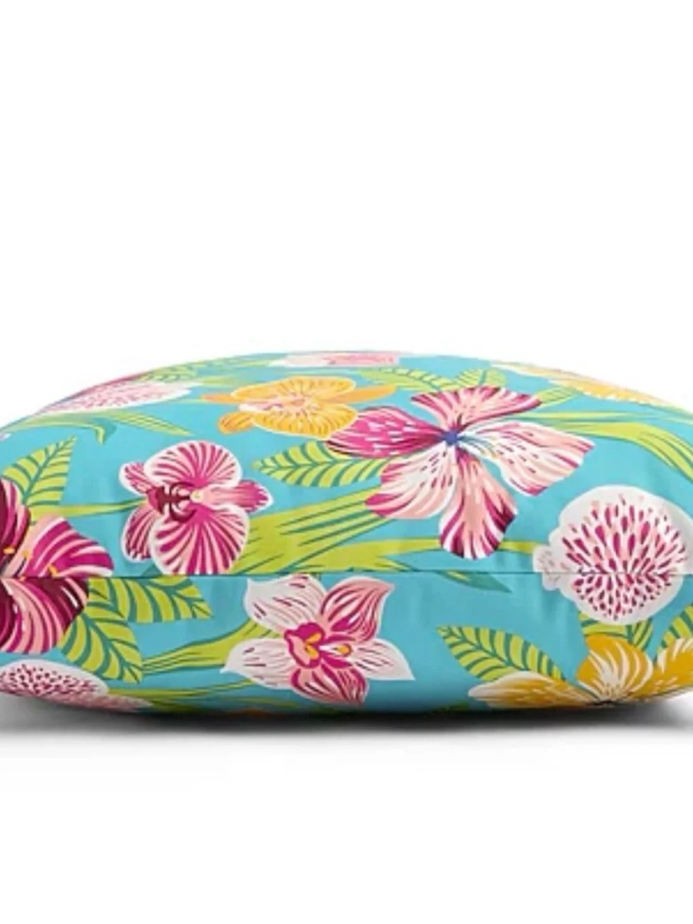 Oasis Teal Floral Accent Pillow with Pink & Yellow Blooms